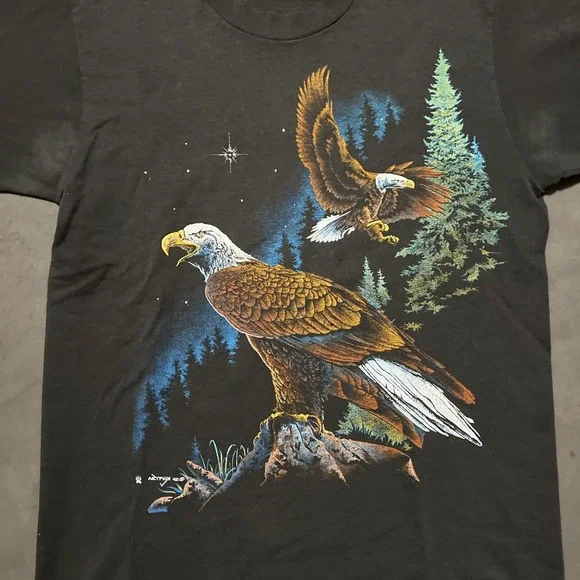 Screen Stars Black Eagle Graphic T-Shirt - Picture 3 of 16